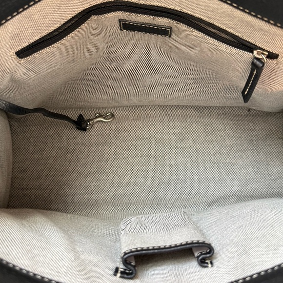 DOONEY & BOURKE Black Leather Double Pocket Tote Women's Satchel Shoulder Bag - Picture 11 of 11